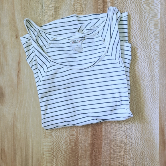 Guess Cold Shoulder Stripped Cotton Shirt - Picture 3 of 5